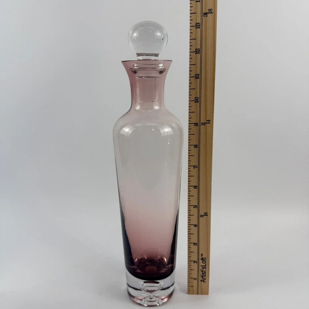 Vintage Krosno Amethyst Cased Glass Decanter Set w 4 Cordial Shot Glasses